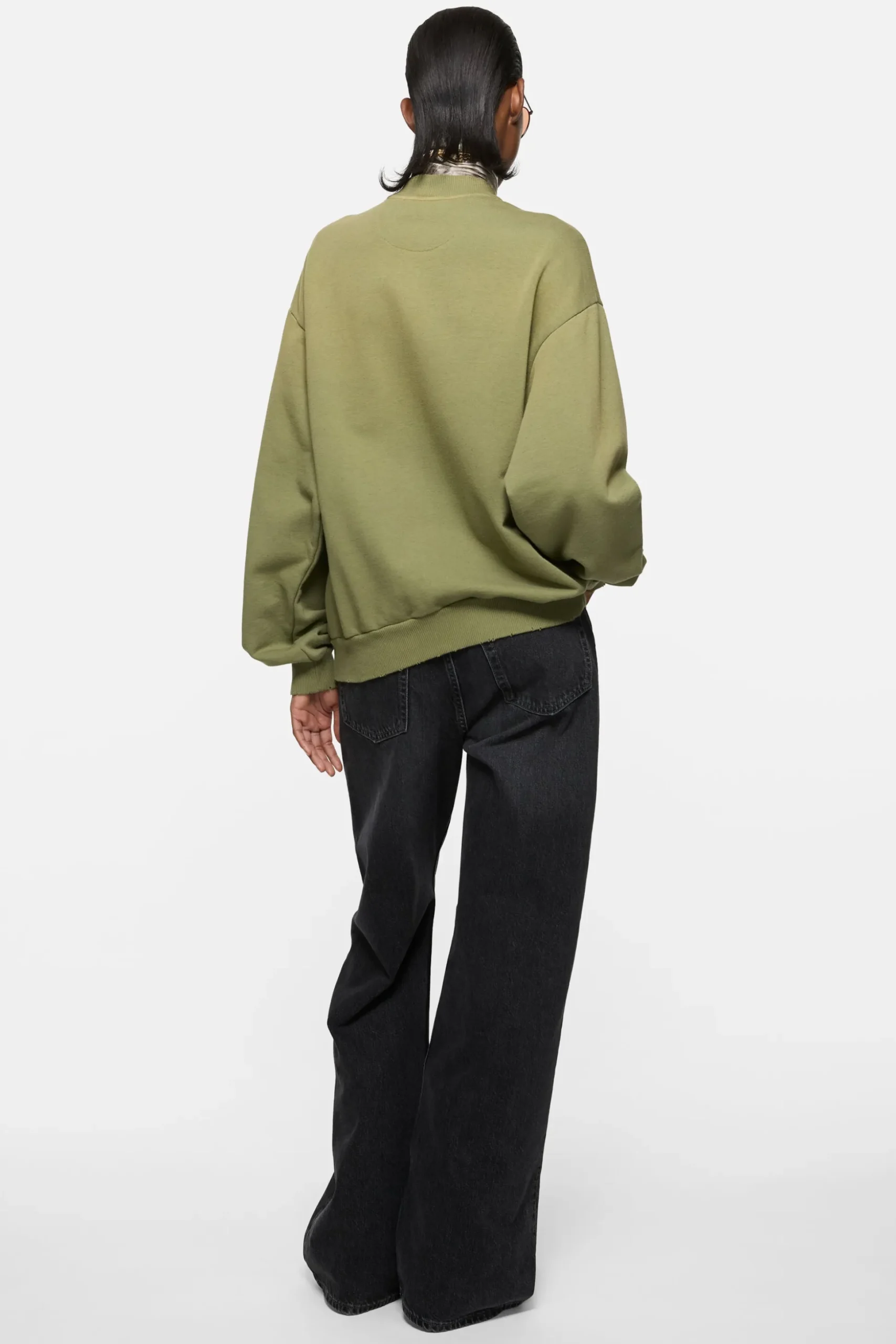 Washed zip-up cardigan