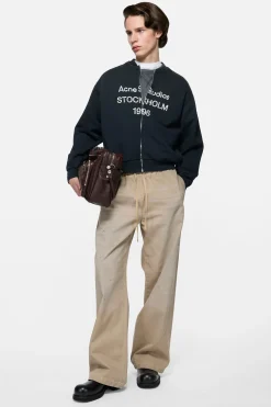 Washed zip-up cardigan