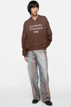 Washed zip-up cardigan