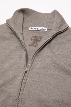 Zip-up bow logo cardigan