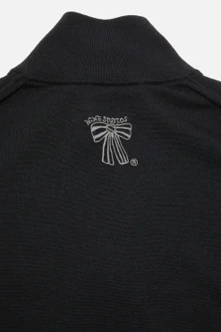 Zip-up bow logo cardigan